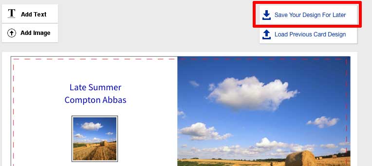 Save your design for later